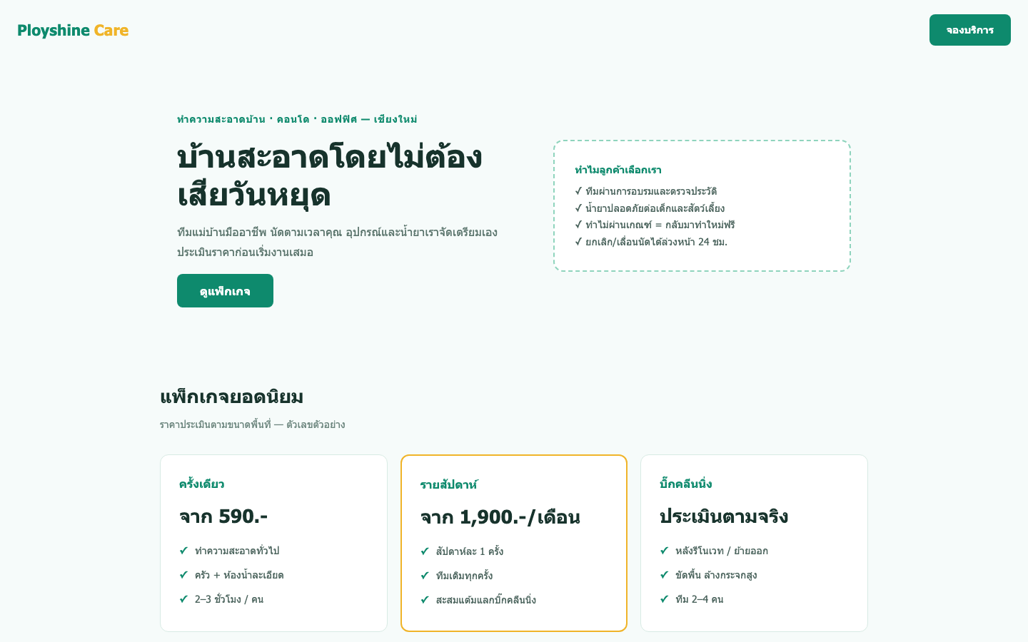 Ployshine Care — website preview